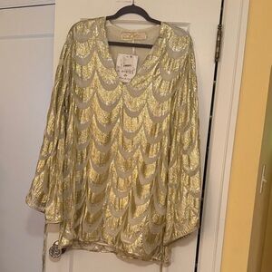 Free People Jon’s Pirate Buty Gold ShimmerTunic Dress
